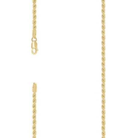 925 Sterling Silver Solid Rope Chain Yellow 070 3.5mm