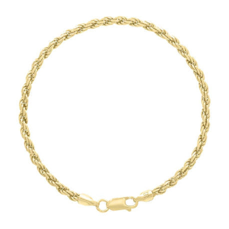 925 Sterling Silver Solid Rope Chain Yellow 070 3.5mm