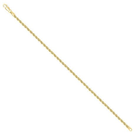 925 Sterling Silver Solid Rope Chain Yellow 060 3mm
