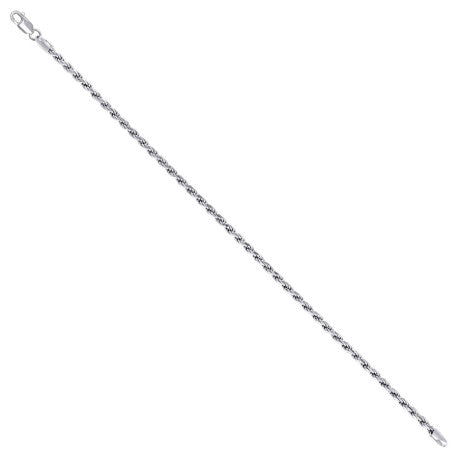 925 Sterling Silver Solid Rope Chain Rhodium 060 3mm