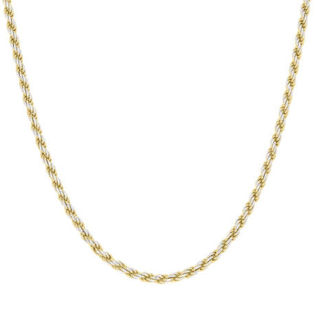 925 Sterling Silver Solid Rope Chain Two Tone 060 3mm