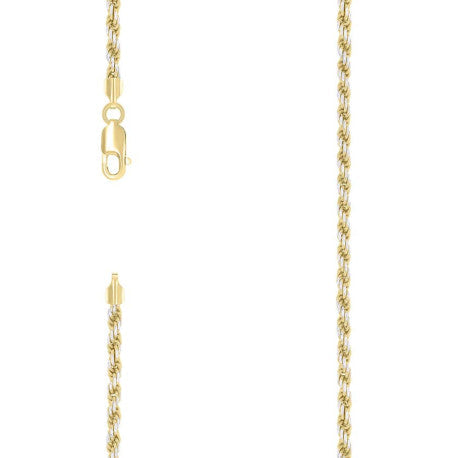 925 Sterling Silver Solid Rope Chain Two Tone 060 3mm