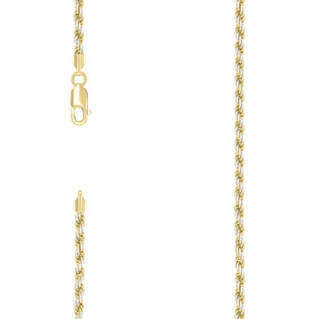925 Sterling Silver Solid Rope Chain Two Tone 060 3mm