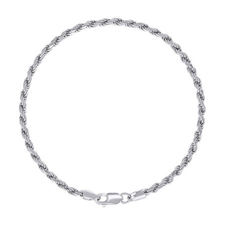 925 Sterling Silver Solid Rope Chain Rhodium 060 3mm