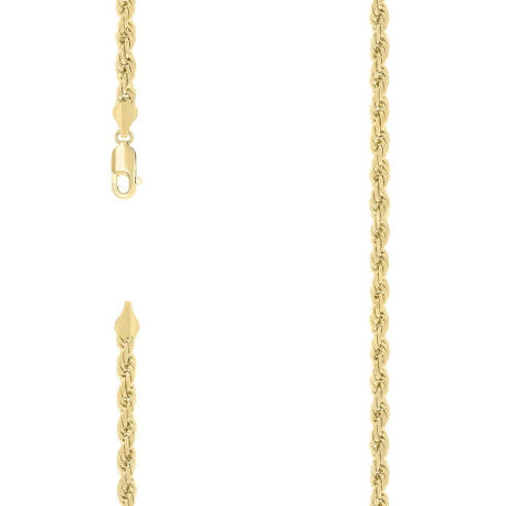 925 Sterling Silver Solid Rope Chain Yellow 100 4.5mm