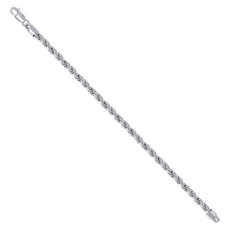 925 Sterling Silver Solid Rope Chain Rhodium 100 4.5mm