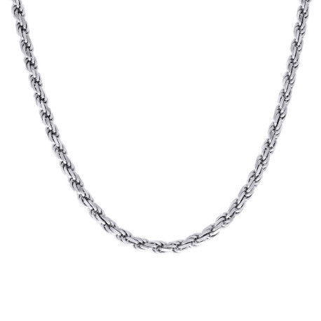 925 Sterling Silver Solid Rope Chain Rhodium 100 4.5mm