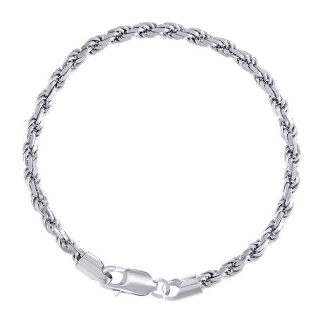 925 Sterling Silver Solid Rope Chain Rhodium 100 4.5mm
