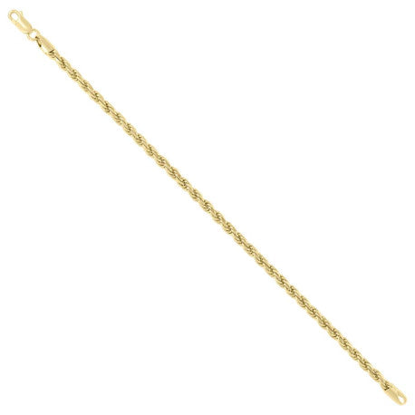925 Sterling Silver Solid Rope Chain Yellow 080 4mm