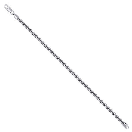 925 Sterling Silver Solid Rope Chain Rhodium 080 4mm