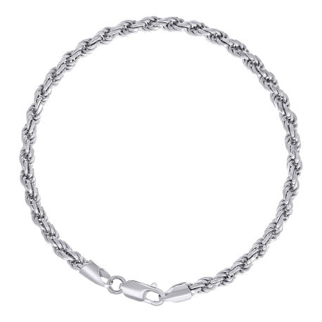 925 Sterling Silver Solid Rope Chain Rhodium 080 4mm