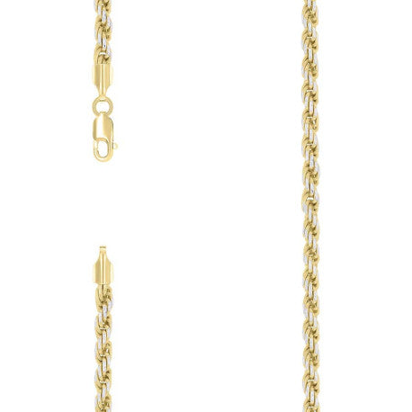925 Sterling Silver Solid Rope Chain Two Tone 080 4mm