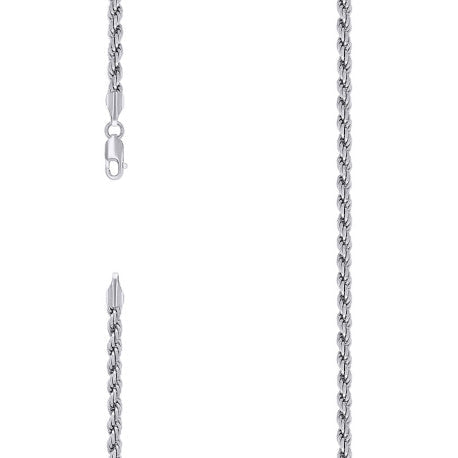 925 Sterling Silver Solid Rope Chain Rhodium 080 4mm