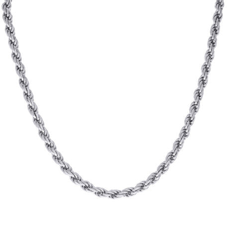 925 Sterling Silver Solid Rope Chain Rhodium 120 5mm