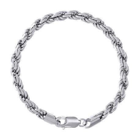925 Sterling Silver Solid Rope Chain Rhodium 120 5mm