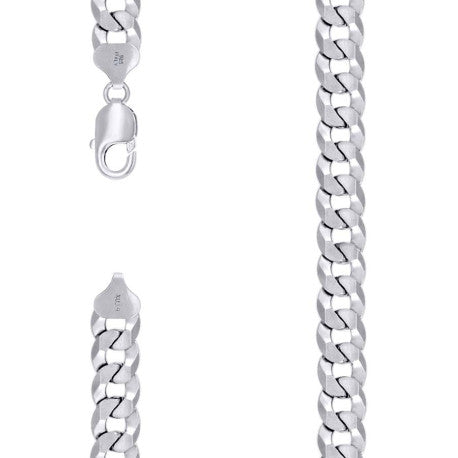 925 Sterling Silver Solid Super Flat Cuban Chain Rhodium 300 10.8M