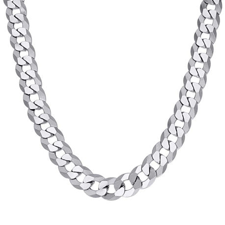 925 Sterling Silver Solid Super Flat Cuban Chain Rhodium 300 10.8M