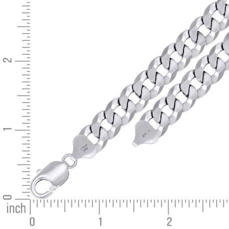925 Sterling Silver Solid Super Flat Cuban Chain Rhodium 300 10.8M
