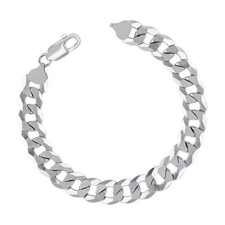 925 Sterling Silver Solid Super Flat Cuban Chain Rhodium 280 10mm