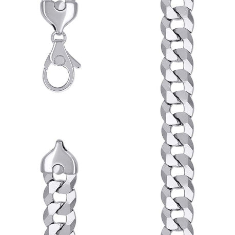 925 Sterling Silver Solid Super Flat Cuban Chain Rhodium 400 16mm
