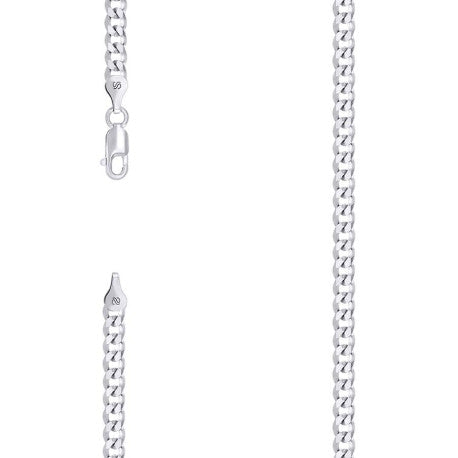 925 Sterling Silver Solid Super Flat Cuban Chain Rhodium 100 3.7mm