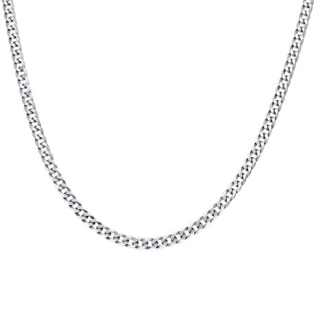 925 Sterling Silver Solid Super Flat Cuban Chain Rhodium 080 3mm
