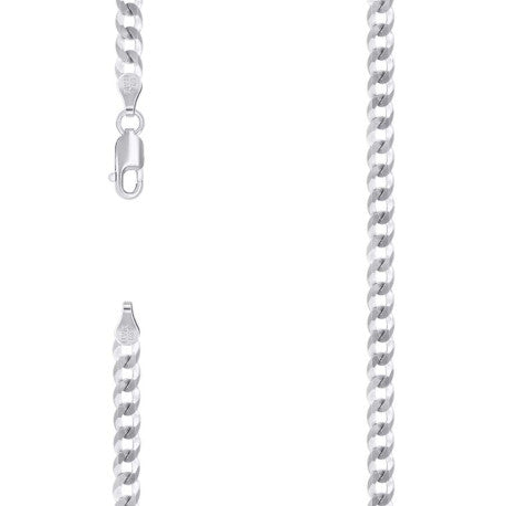 925 Sterling Silver Solid Super Flat Cuban Chain Rhodium 120 4.7mm