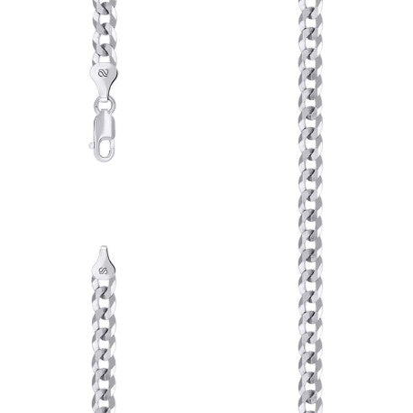 925 Sterling Silver Solid Super Flat Cuban Chain Rhodium 150 5.2mm