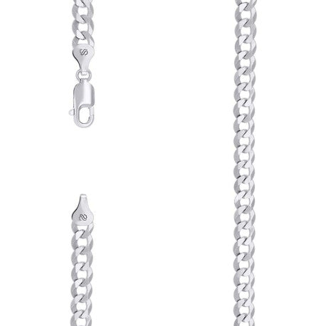 925 Sterling Silver Solid Super Flat Cuban Chain Rhodium 160 6mm