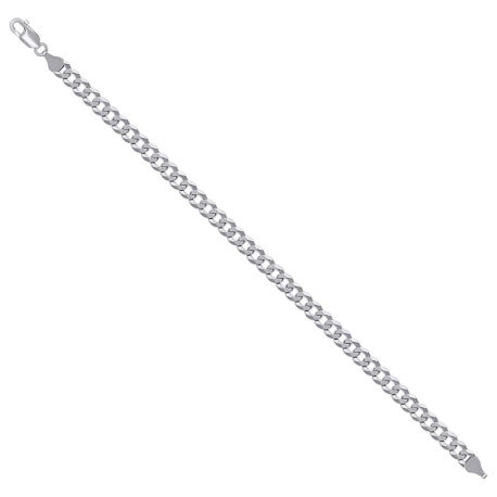 925 Sterling Silver Solid Super Flat Cuban Chain Rhodium 160 6mm
