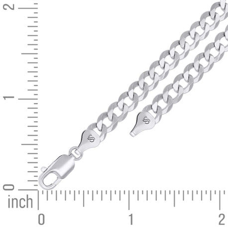 925 Sterling Silver Solid Super Flat Cuban Chain Rhodium 160 6mm