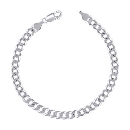 925 Sterling Silver Solid Super Flat Cuban Chain Rhodium 160 6mm