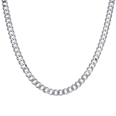 925 Sterling Silver Solid Super Flat Cuban Chain Rhodium 160 6mm