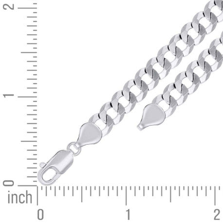 925 Sterling Silver Solid Super Flat Cuban Chain Rhodium 180 7.2mm
