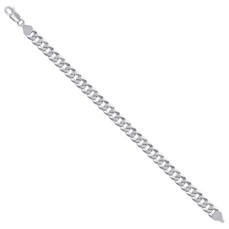 925 Sterling Silver Solid Super Flat Cuban Chain Rhodium 180 7.2mm