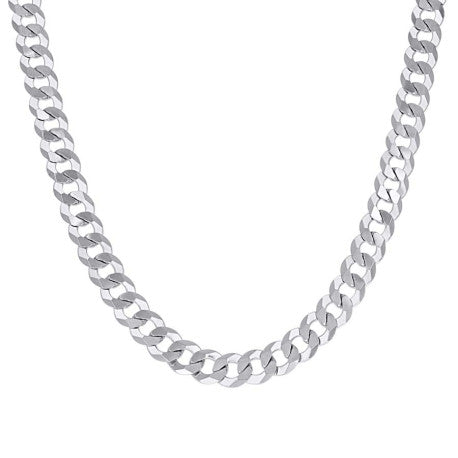 925 Sterling Silver Solid Super Flat Cuban Chain Rhodium 200 7.8mm