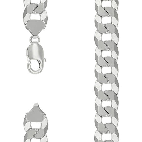 925 Sterling Silver Solid Super Flat Cuban Chain Silver 350 13.7mm