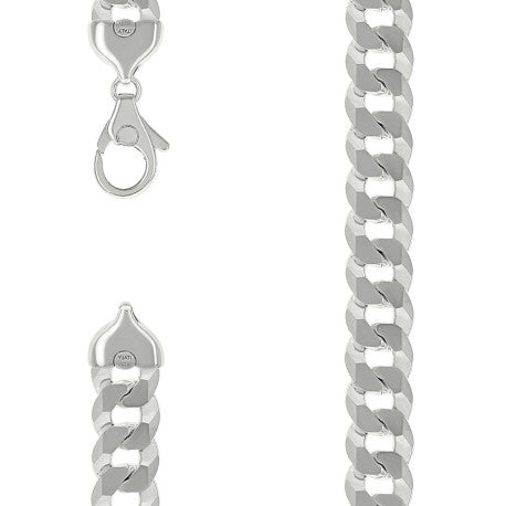 925 Sterling Silver Solid Super Flat Cuban Chain Silver 400 16mm