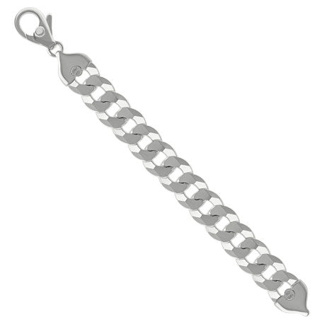 925 Sterling Silver Solid Super Flat Cuban Chain Silver 400 16mm