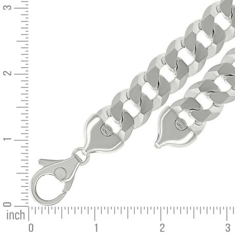 925 Sterling Silver Solid Super Flat Cuban Chain Silver 400 16mm