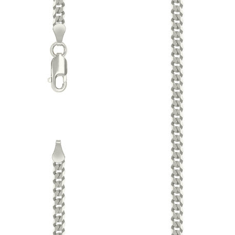 925 Sterling Silver Solid Super Flat Cuban Chain Silver 080 3mm