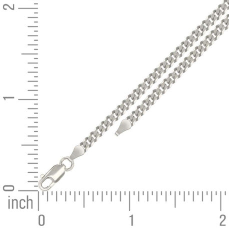 925 Sterling Silver Solid Super Flat Cuban Chain Silver 080 3mm