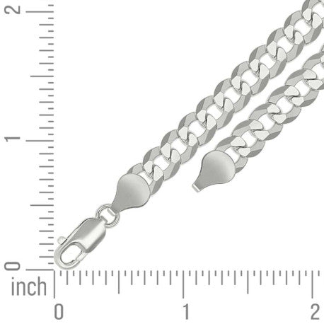 925 Sterling Silver Solid Super Flat Cuban Chain Silver 180 7.2mm
