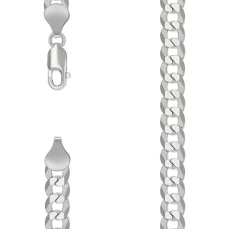 925 Sterling Silver Solid Super Flat Cuban Chain Silver 180 7.2mm