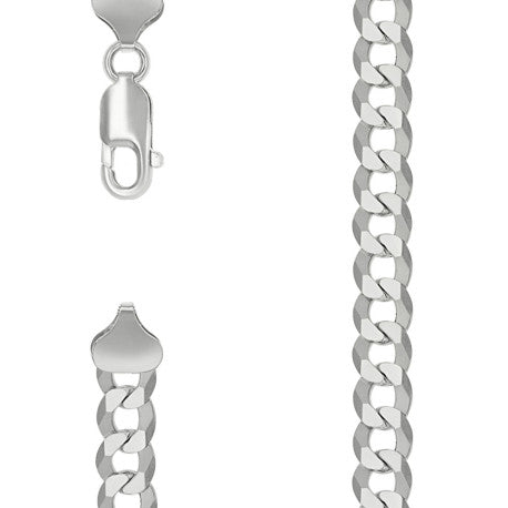 925 Sterling Silver Solid Super Flat Cuban Chain Silver 200 7.8mm