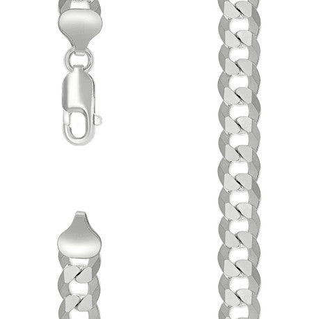 925 Sterling Silver Solid Super Flat Cuban Chain Silver 250 8.6mm