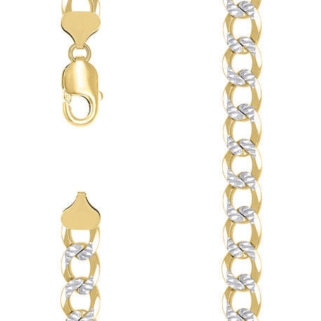 925 Sterling Silver Solid Super Flat Cuban Chain Two-tone 300 10.5mm