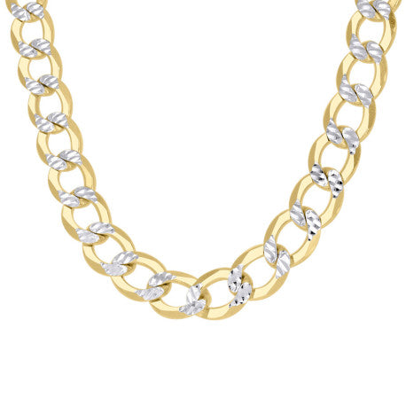 925 Sterling Silver Solid Super Flat Cuban Chain Two-tone 300 10.5mm