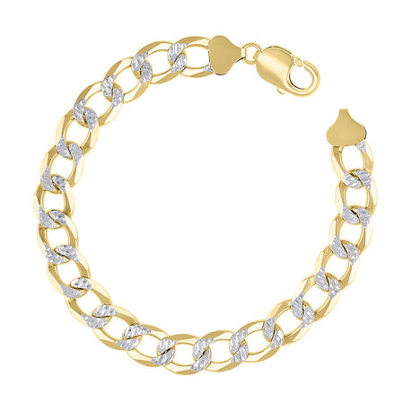 925 Sterling Silver Solid Super Flat Cuban Chain Two-tone 300 10.5mm