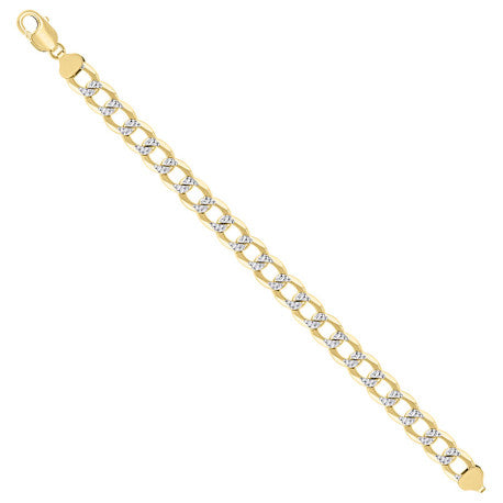 925 Sterling Silver Solid Super Flat Cuban Chain Two-tone 300 10.5mm